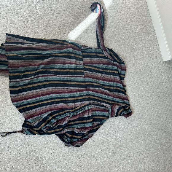 Rails Lola Metallic Wrap Dress in Varadero Stripe Long Sleeve - Size Large - Picture 8 of 10